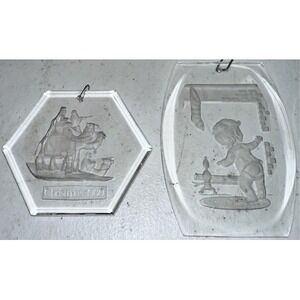 Crystal Etchings by Comar 1977 Child at the Heart Ornament And‎ Wise Men" 1980